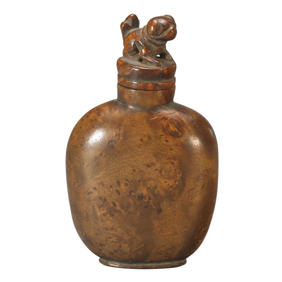 Burlwood Snuff Bottle, Qing Dynasty, 19th Century