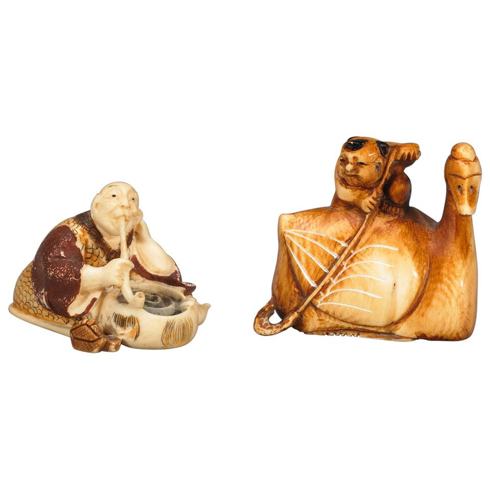 Two Stained Ivory Netsuke