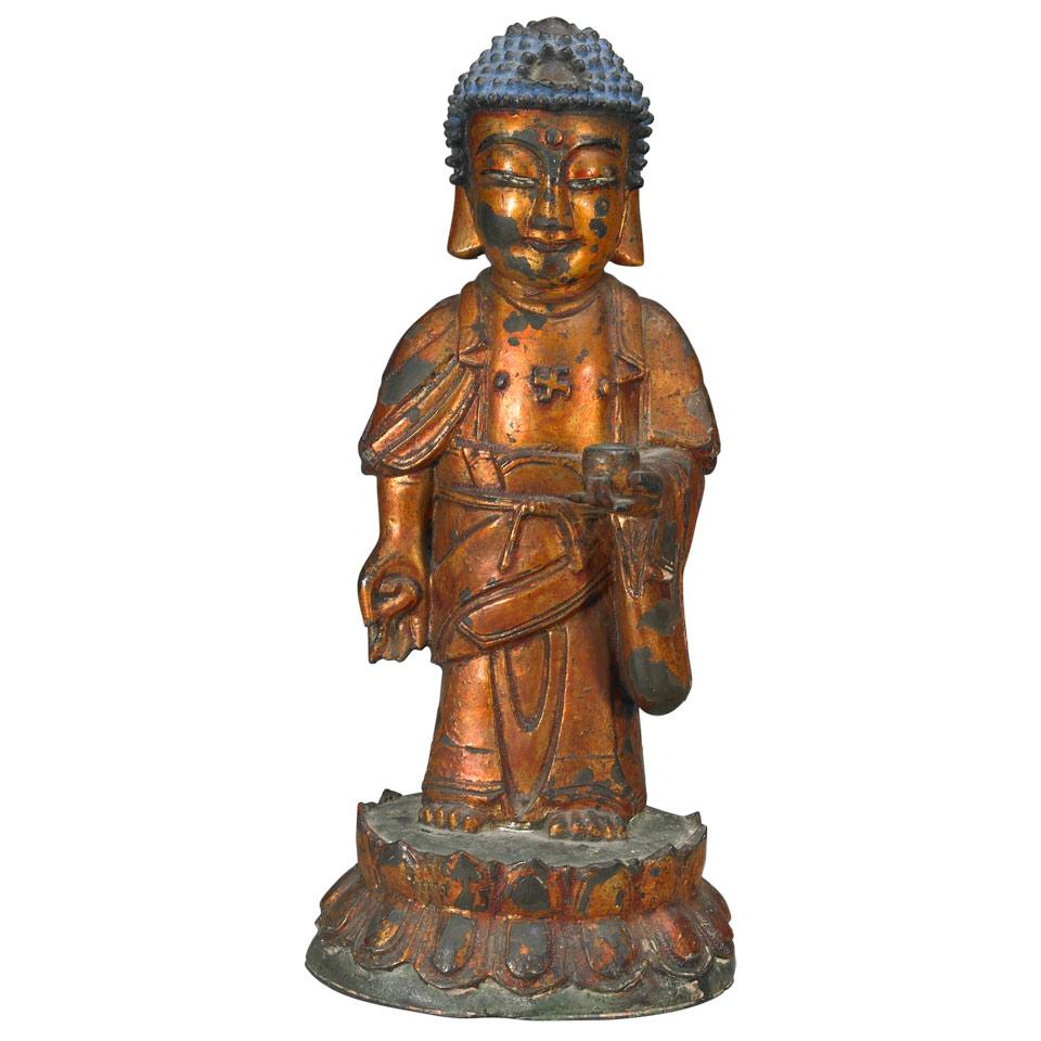 Lacquered Bronze Figure of Shakyamuni Buddha, Ming Dynasty, 16th Century