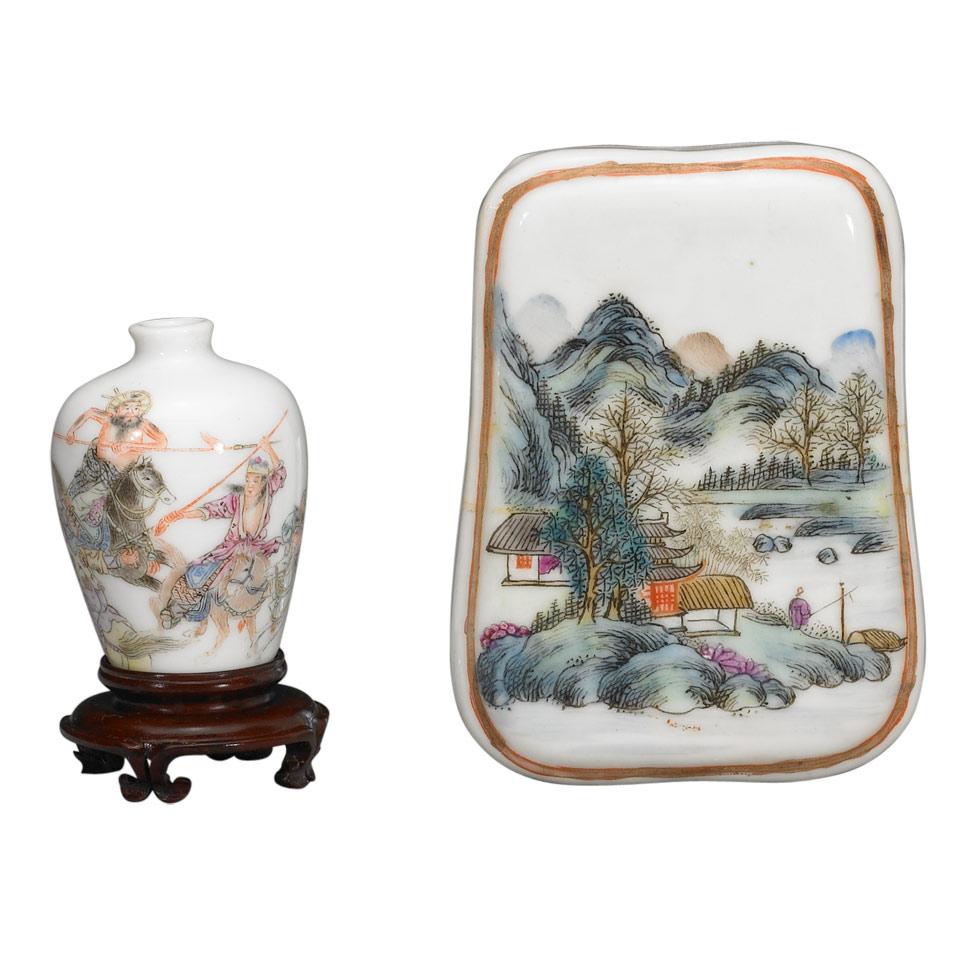 Two Famille Rose Porcelain Scholar Items, Republican Period, Early 20th Century