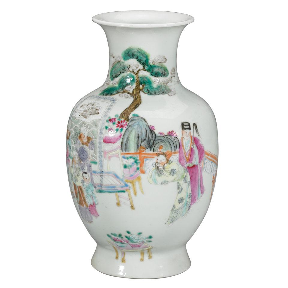 Famille Rose Vase, Qianlong Mark, Late 19th Century