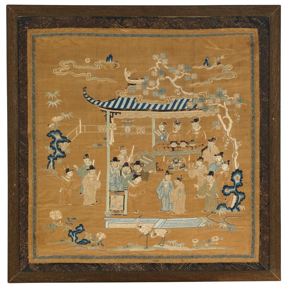 Silk Embroidery Scene, Qing Dynasty, Early 20th Century