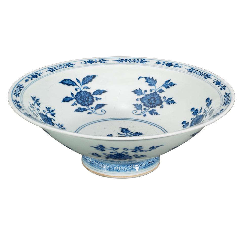 Blue and White Ming-Style Bowl, Qianlong Mark, Qing Dynasty, 19th Century