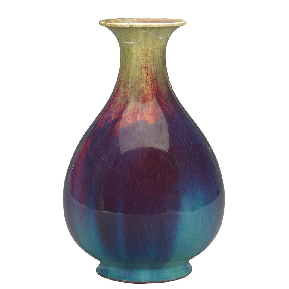 Flambé Glazed Pear Shape Vase, Qing Dynasty, 19th Century
