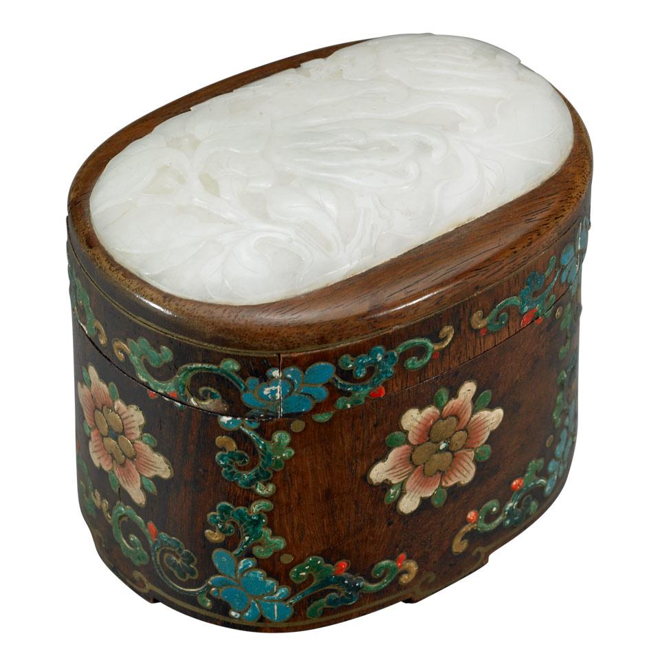 European Wood Box with White Jade Inlay