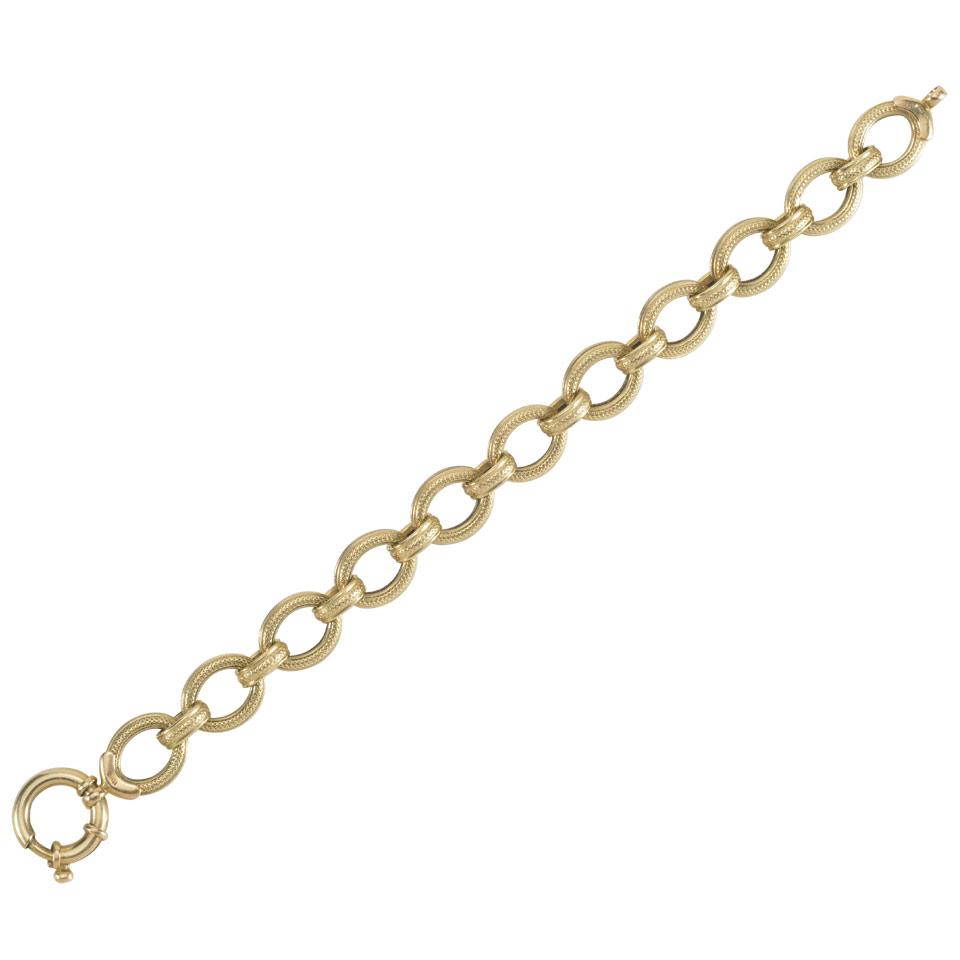 Italian 18k Yellow And White Gold Oval Link Bracelet