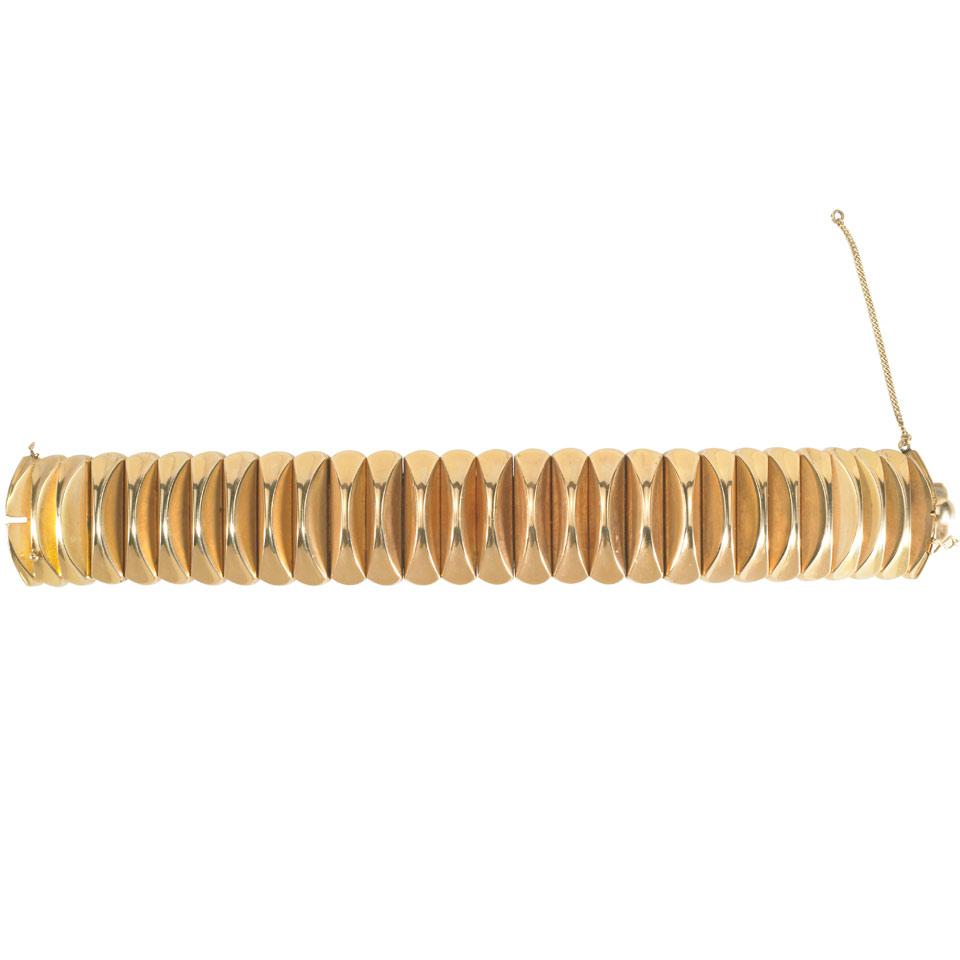 Italian 18k Yellow Gold Ribbed Link Bracelet