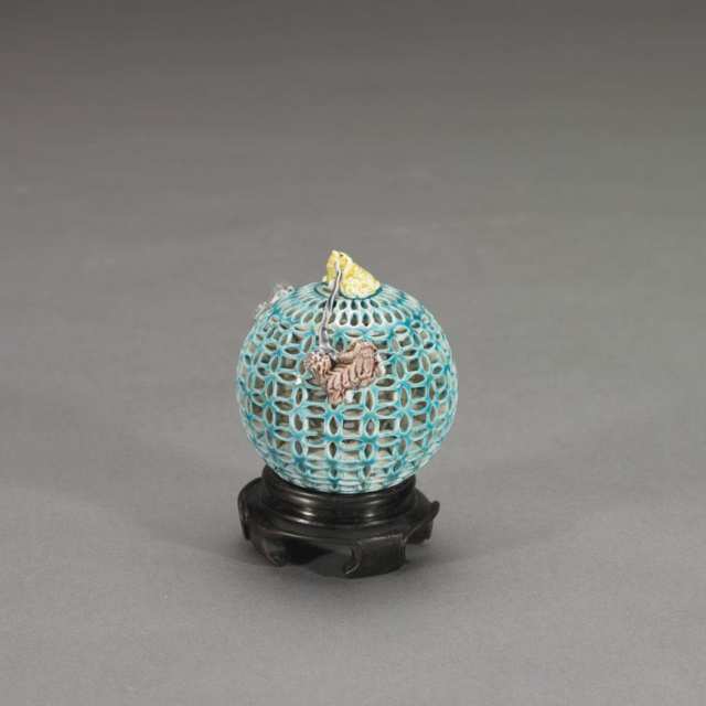 Biscuit Fired Reticulated Ball, Republican Period, 1920’s