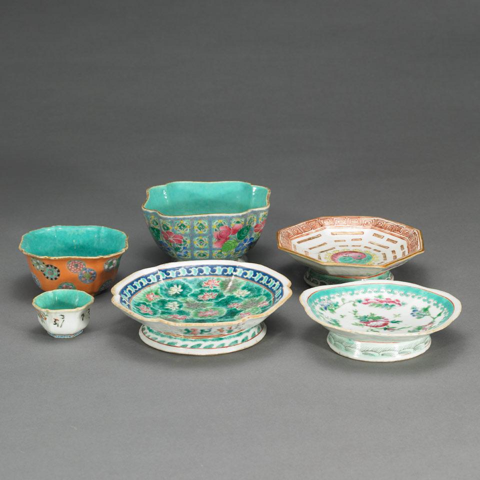 Six Famille Rose Bowls and Footed Dishes, Late Qing Dynasty, 19th/20th Century