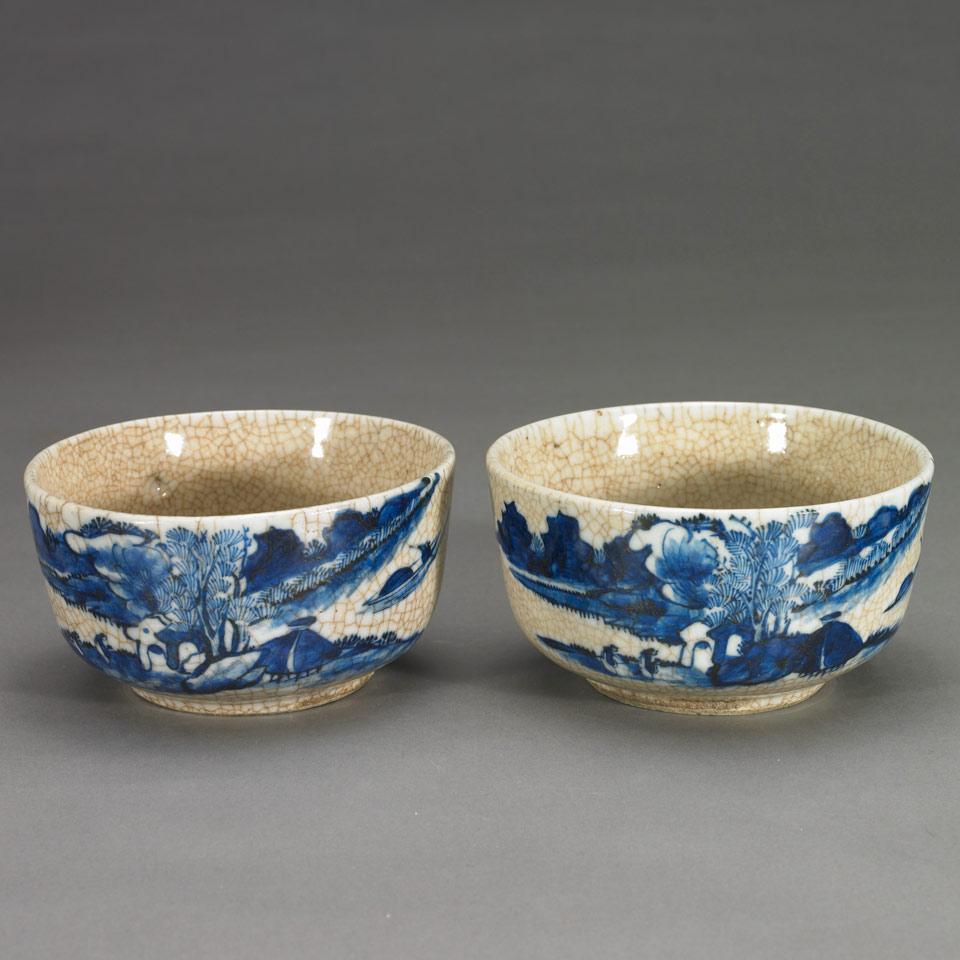 Pair of Blue and White Export Style Bowls