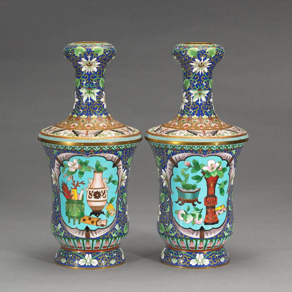 Pair of Cloisonné Baluster Vases
