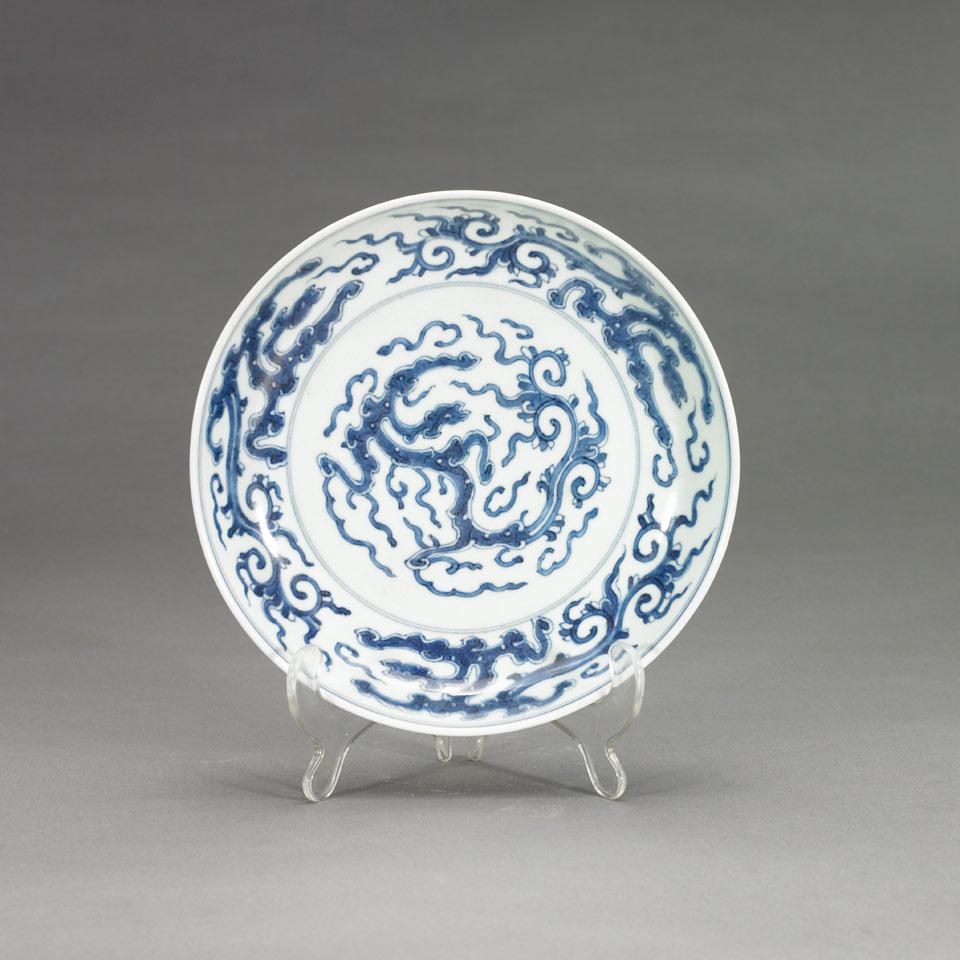 Blue and White Dragon Dish