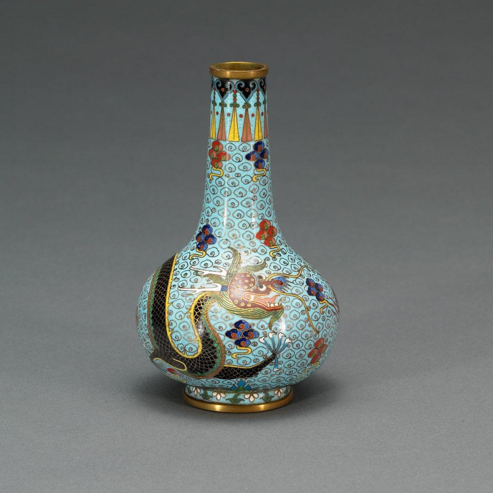 Powder Blue Ground Cloisonné Dragon Vase