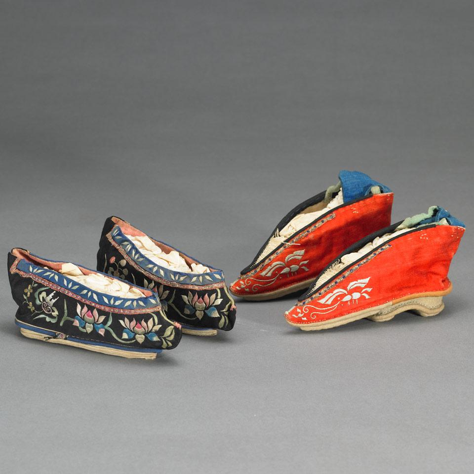 Two Pairs of Embroided Women’s Shoes, Late Qing Dynasty, 19th/20th Century