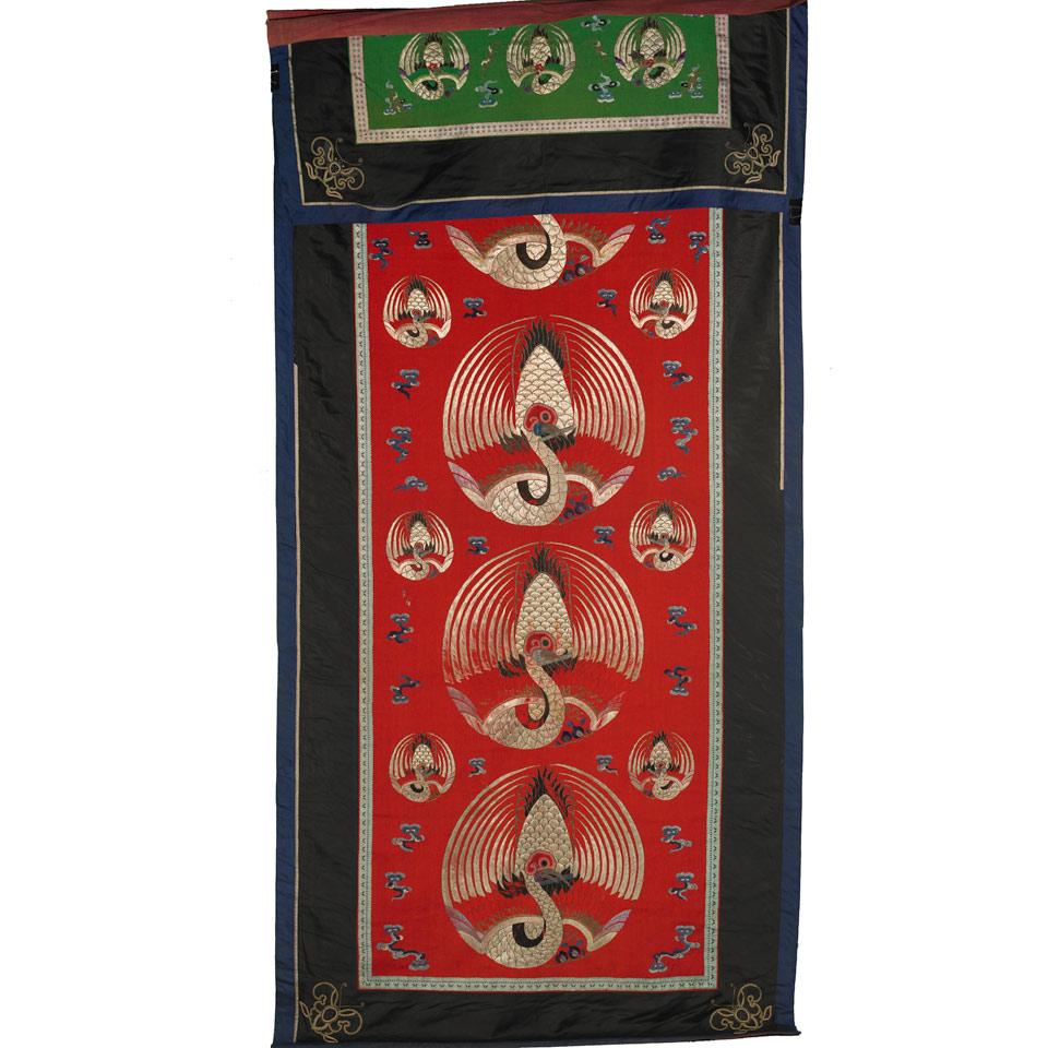 Large Pair of Embroided Crane Panels, China, Early 20th Century