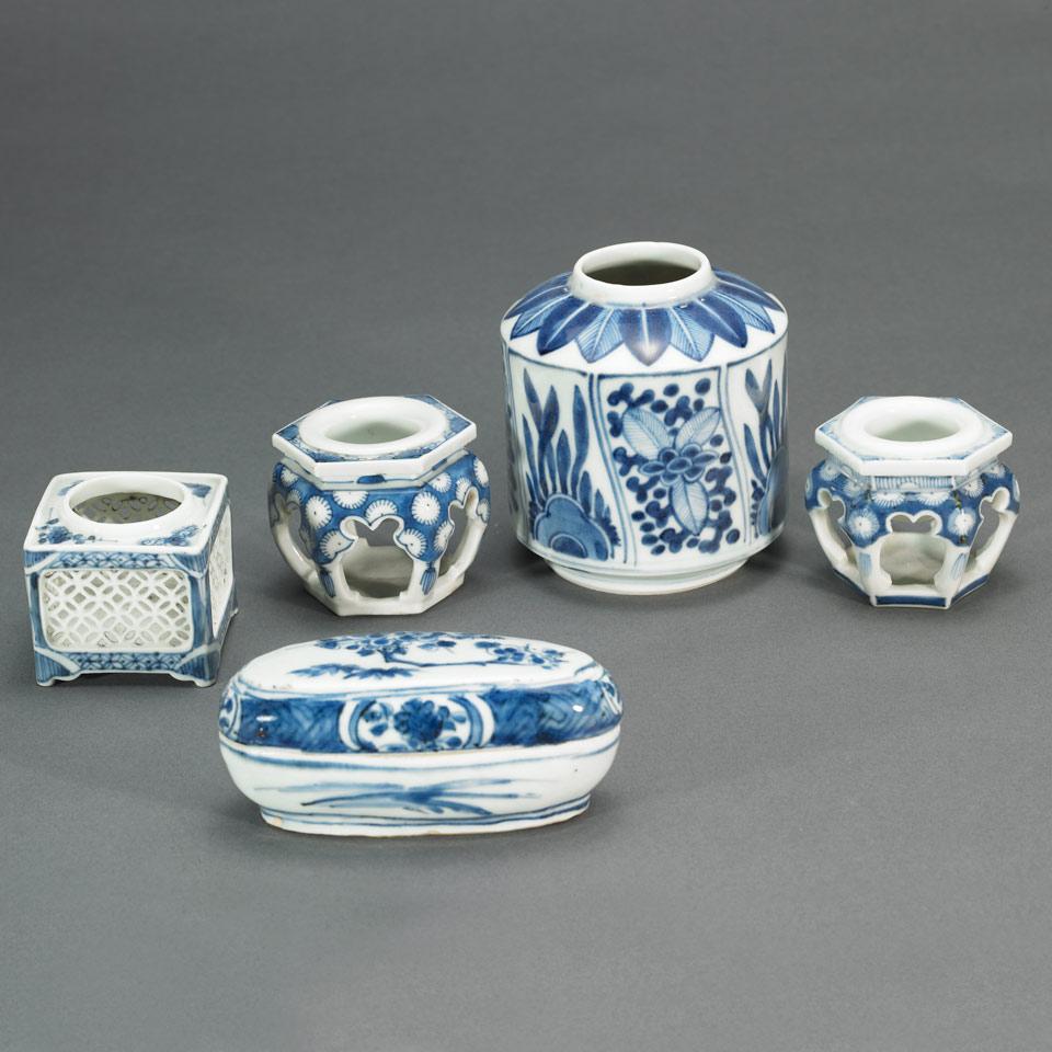 Five Blue and White Items, 19th/20th Century