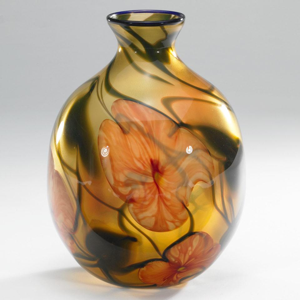Charles Lotton (American, b.1935), Multi Flora Internally Decorated Glass Vase, 1977