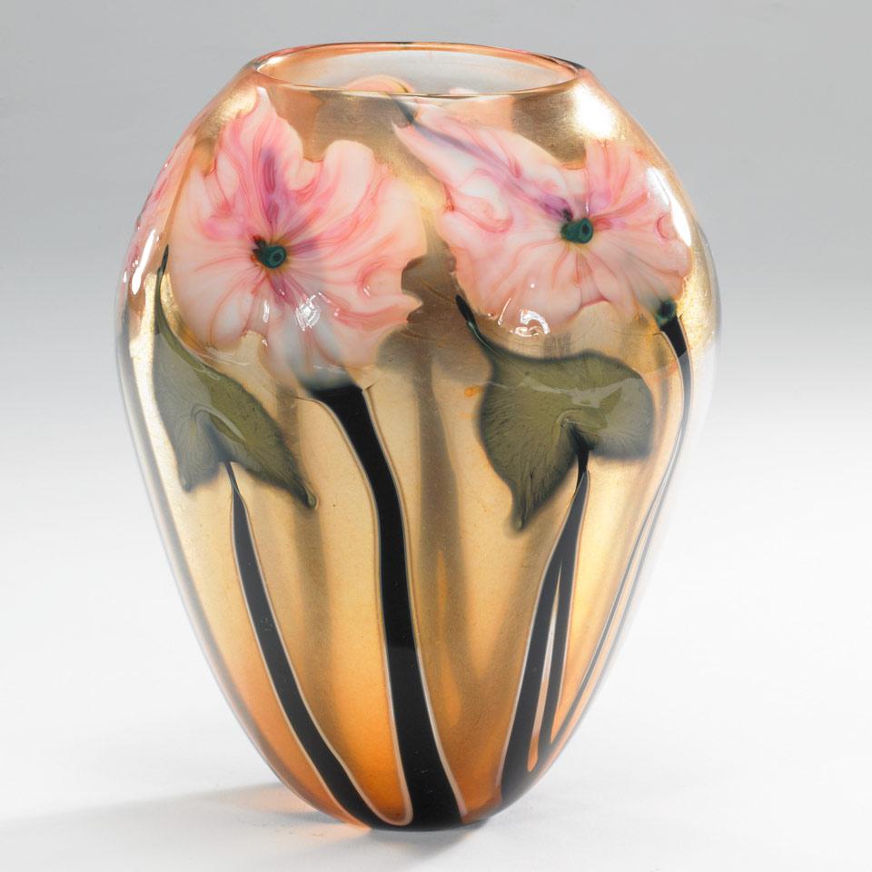 Charles Lotton (American, b.1935), Multi Flora Internally Decorated Glass Vase, 1982