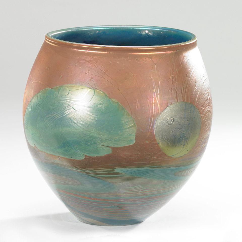 John Lewis (American, b.1942) Iridescent Glass Moon Vase, 1975