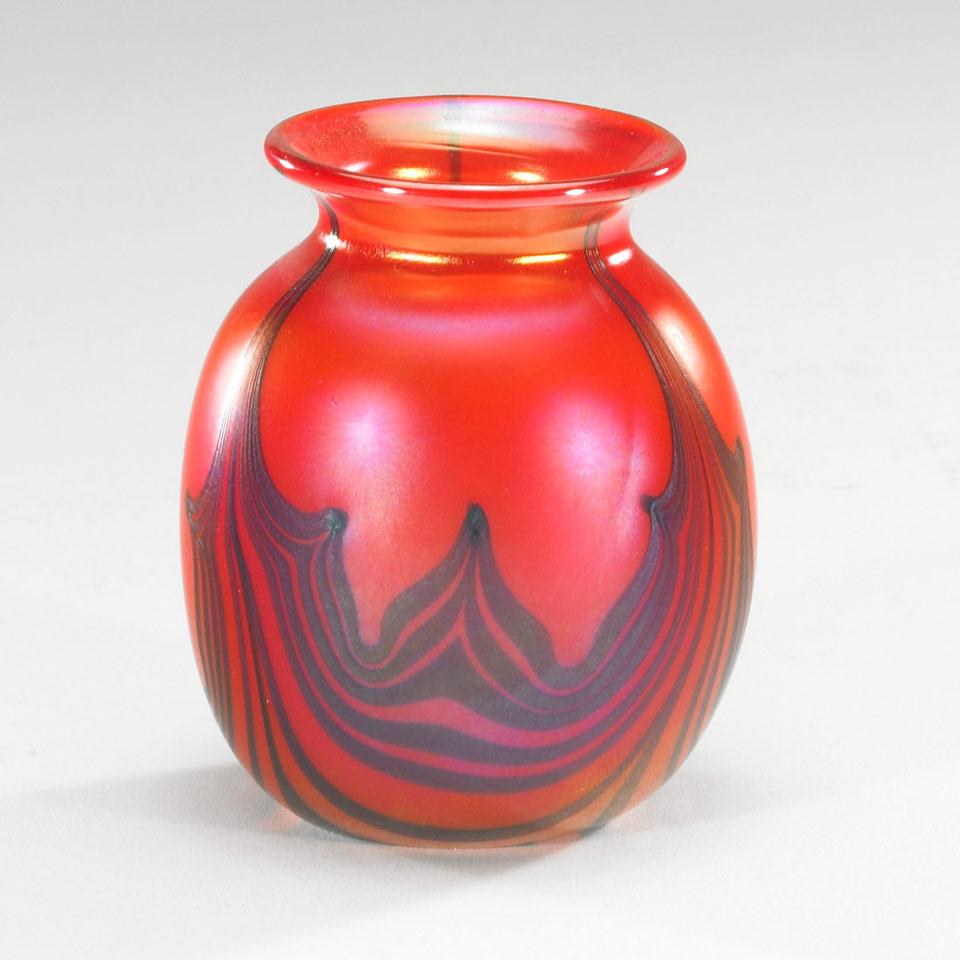Charles Lotton (American, b.1935), Decorated Iridescent Glass Vase, 1973