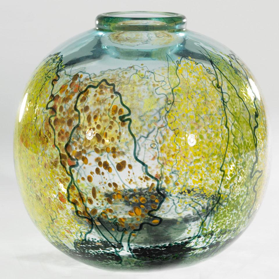 Mark Peiser (American, b.1938), Internally Decorated Paperweight Glass Vase, 1979