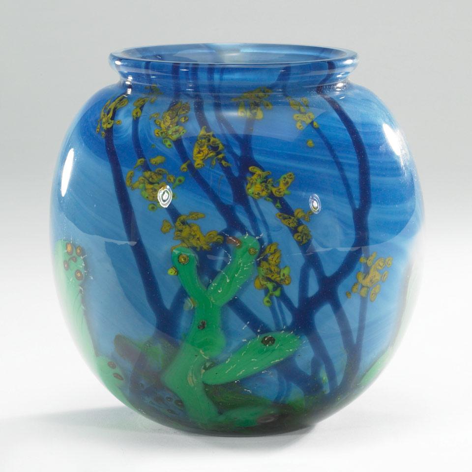 Karl Schantz (American-Canadian, b.1944), Internally Decorated Glass Cactus Vase, 1986