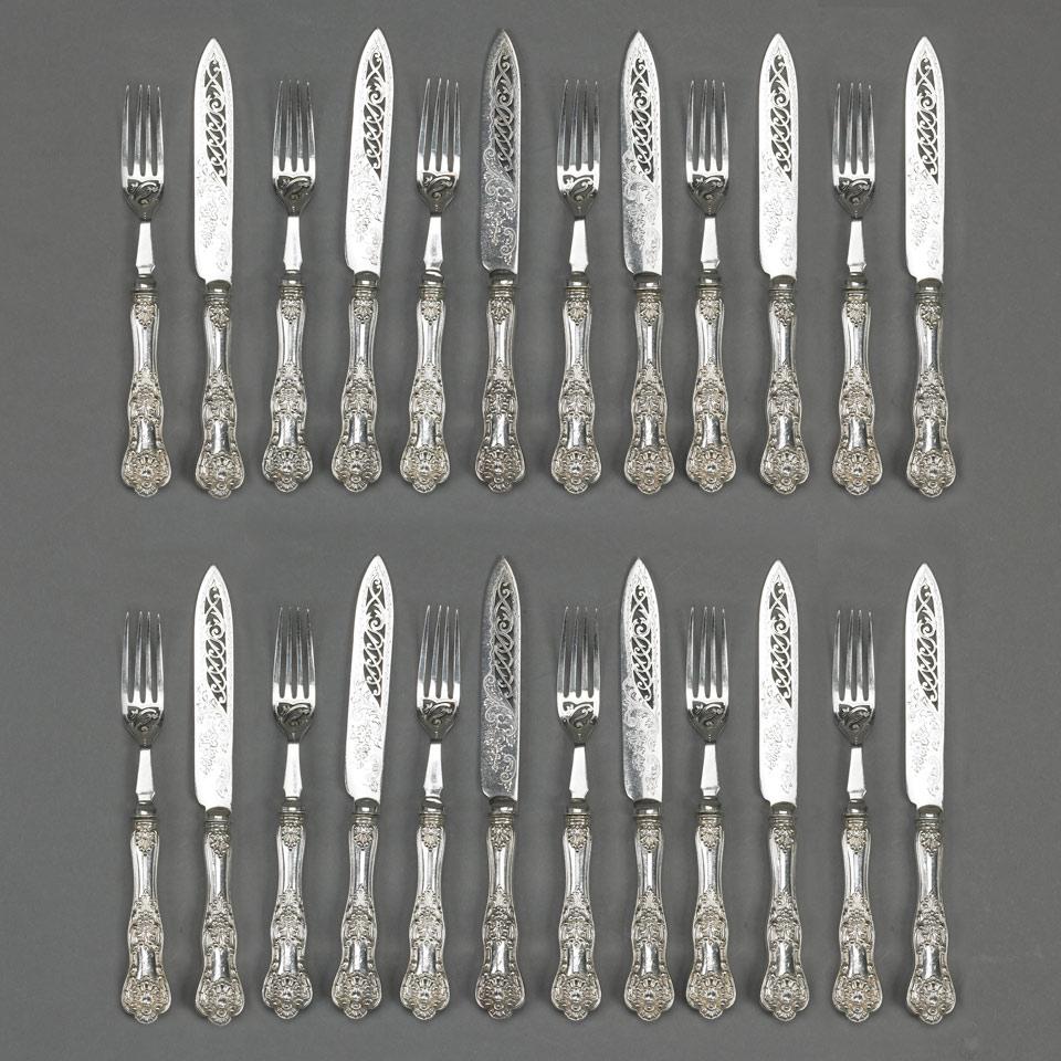 Canadian Silver ‘Queens’ Pattern Dessert Flatware Service, Henry Birks & Sons, Montreal, Que., 20th century