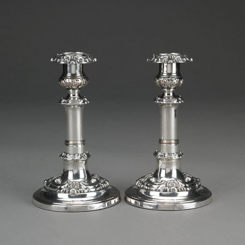 Pair of Sheffield Plated Telescopic Candlesticks, c.1825