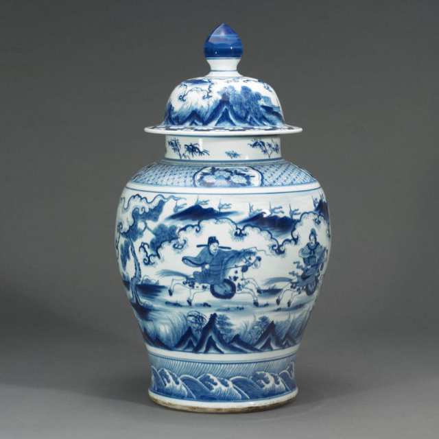 Export Blue and White Tea Caddy, QIng Dynasty, 19th Century