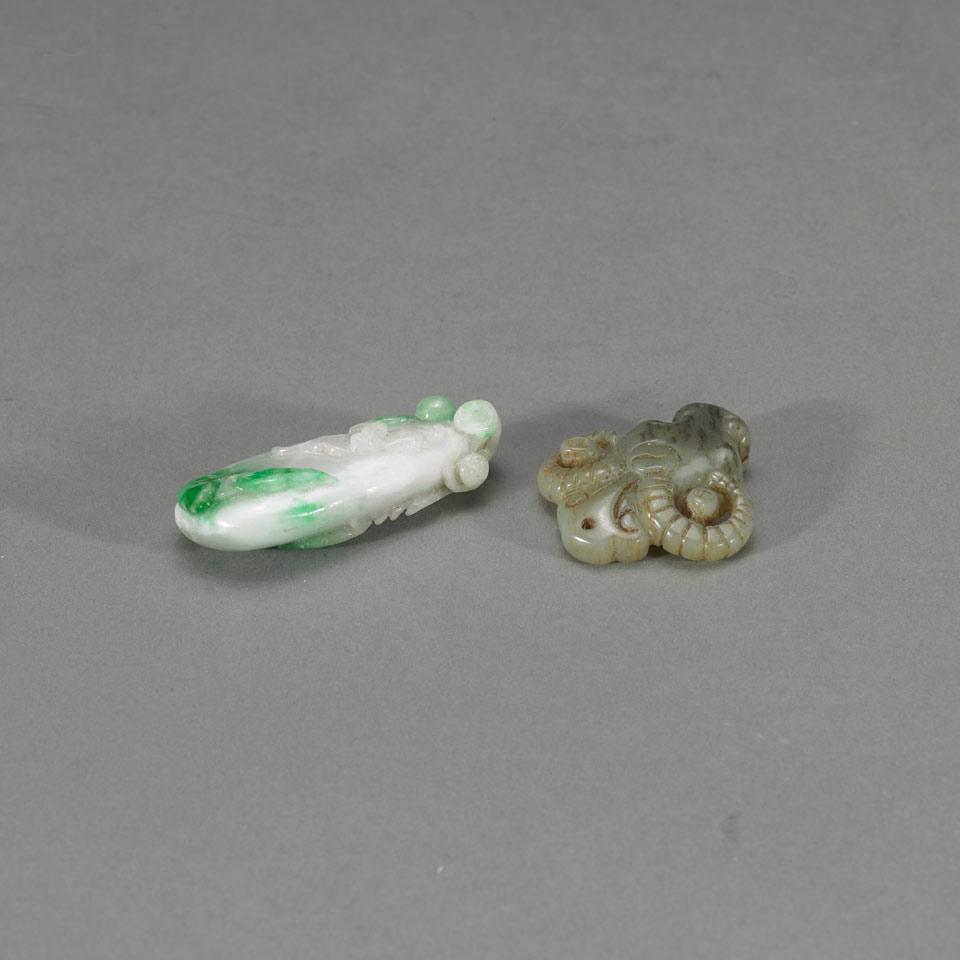 Large Nephrite Jade and Primitive Figure