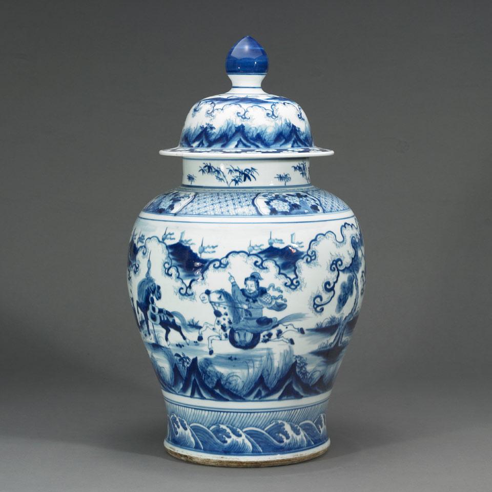 Export Blue and White Tea Caddy, QIng Dynasty, 19th Century
