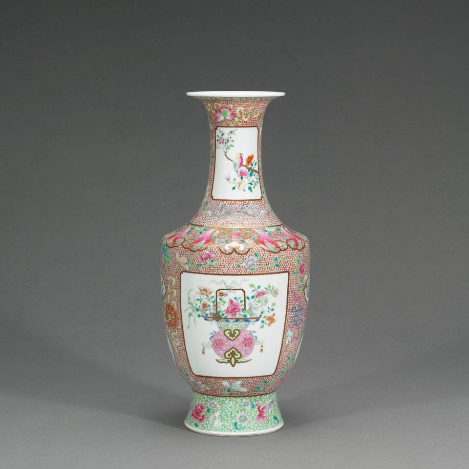 A Fine and Large Famille Rose Vase, Qianlong Mark, Republican Period, Early 20th Century