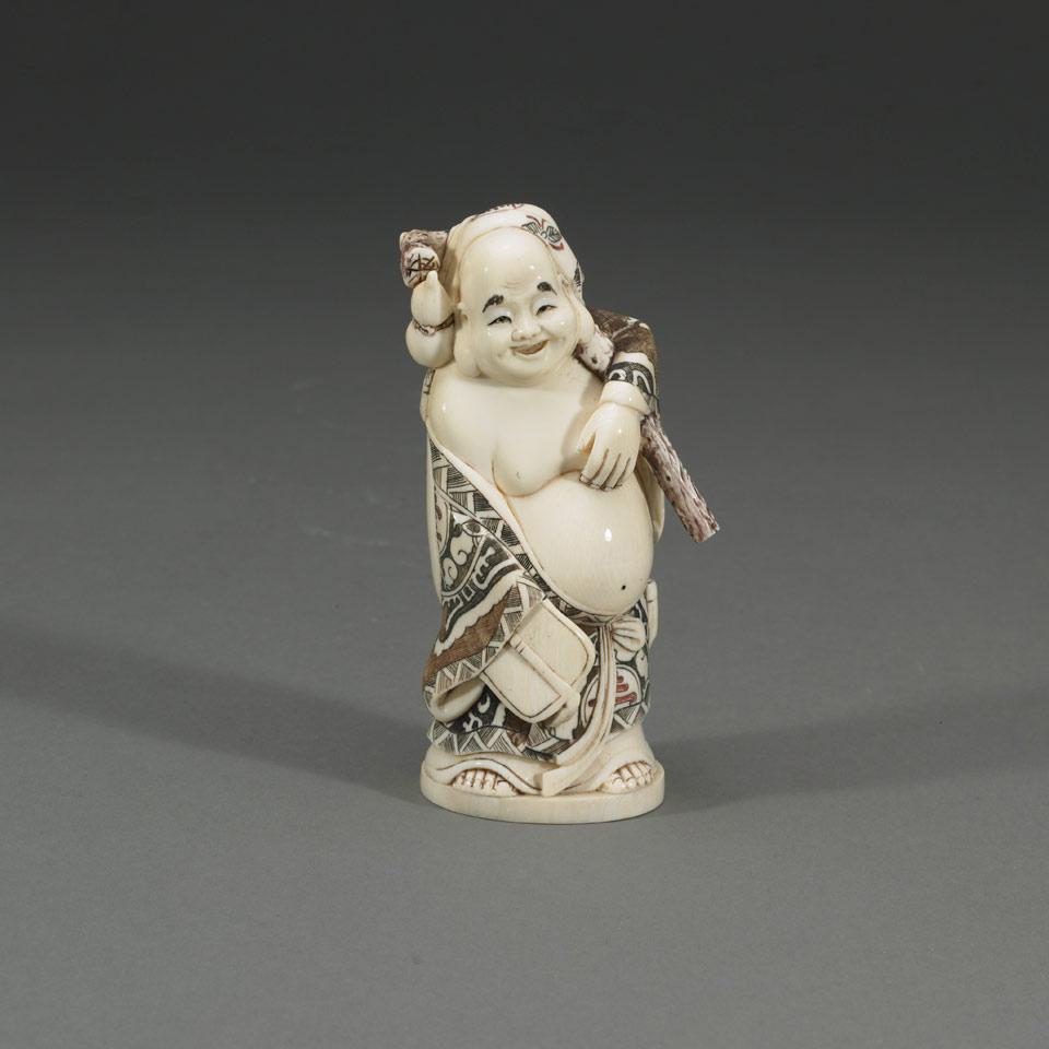 Tinted Ivory Carved Figure of Putai
