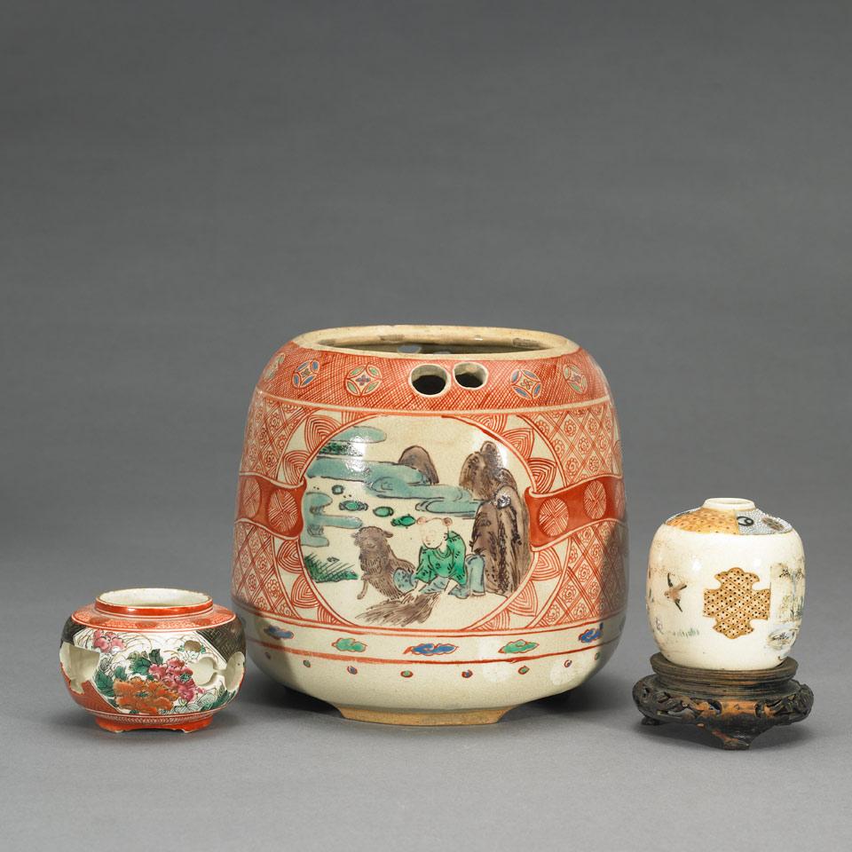 Barrel Form Kyoyaki Mizusashi, Water Pot, Meiji Period, Late 19th Century