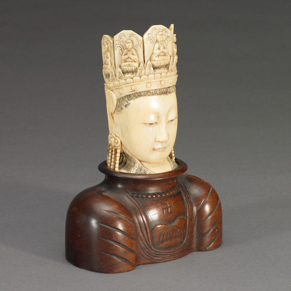 Ivory Carved Head of Guanyin
