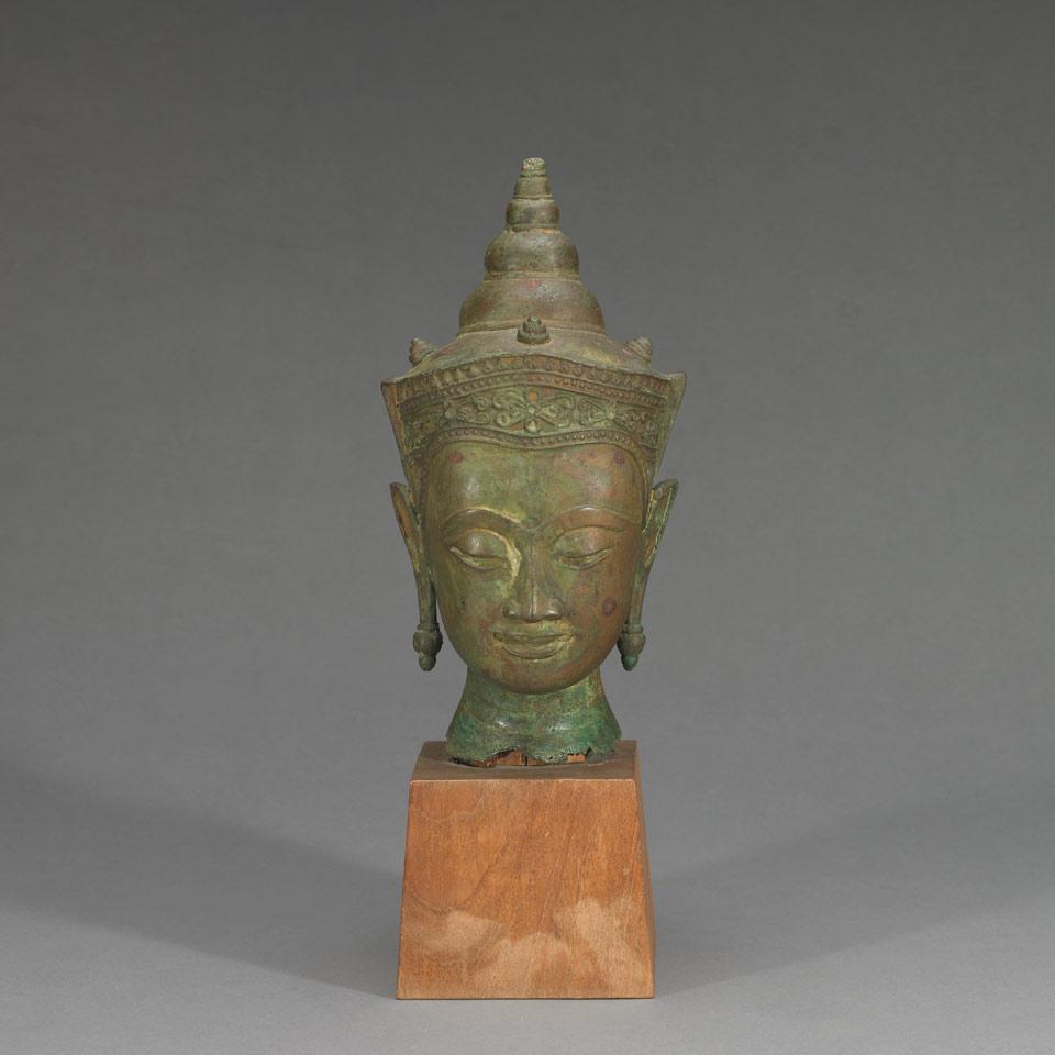 Cast Bronze Buddha Head, Burma