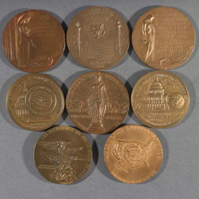 American Presidents and Vice Presidents, Group of Eight Bronze Commemorative Medals, 20th century