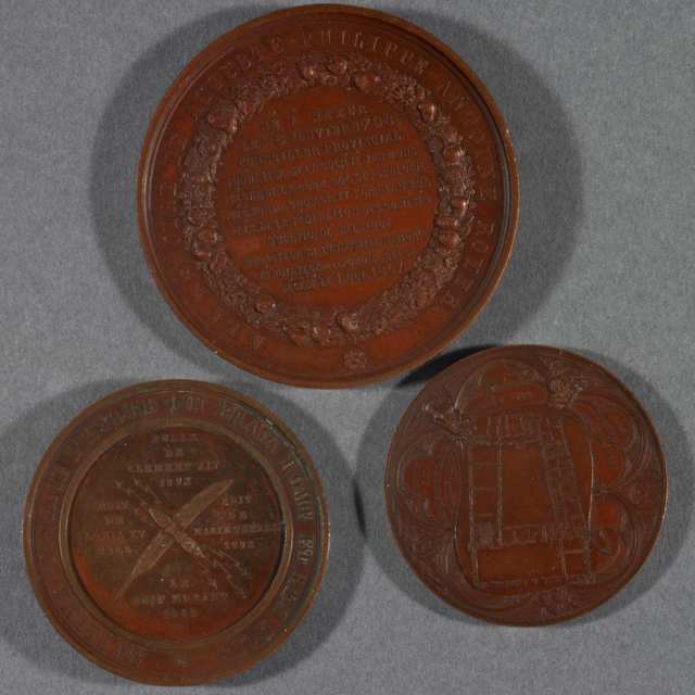 Three Belgian Copper Medals, 19th century