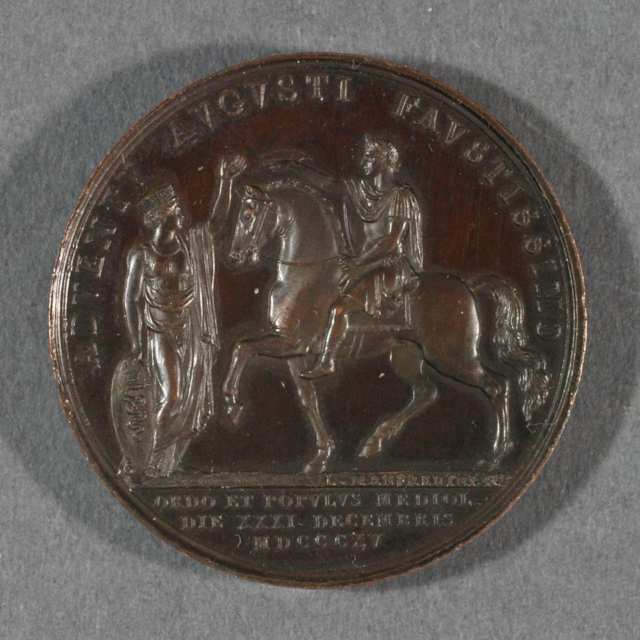 Napoleonic Wars, Francis I of Austria Copper Medal, December 31, 1815