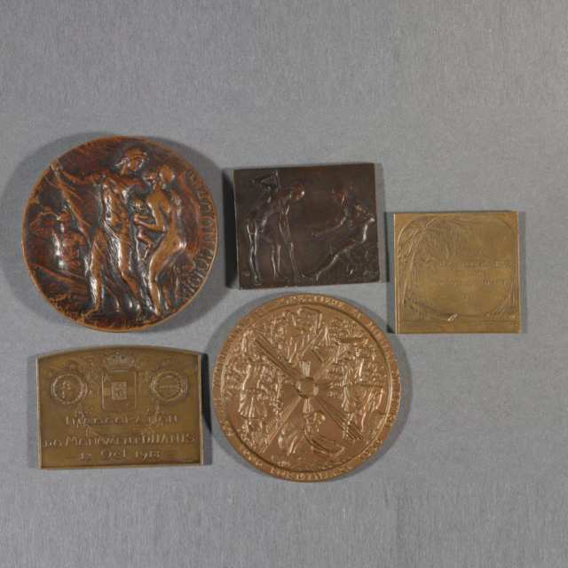 Belgian Congo, Group of Five Medals and Plaques, early-mid 20th century