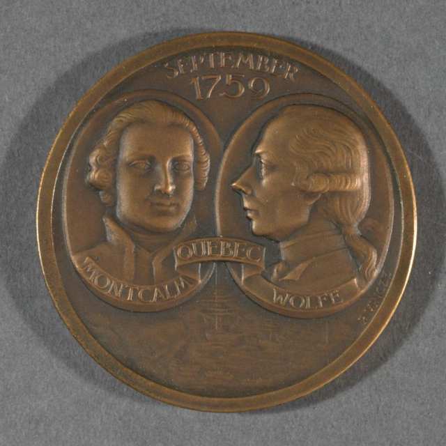 Fall of Quebec, Wolfe and Montcalm, Bicentenary Bronze Medal, 1959