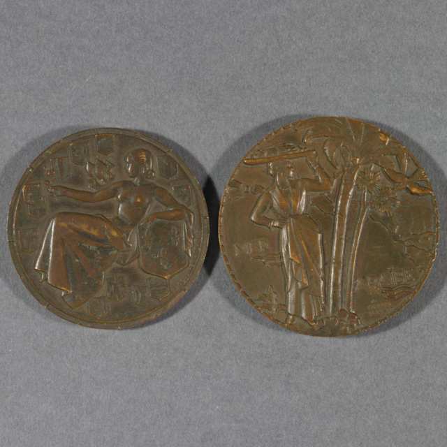 Transportation, French Line, Two Commemorative Medals by Marcel Renard