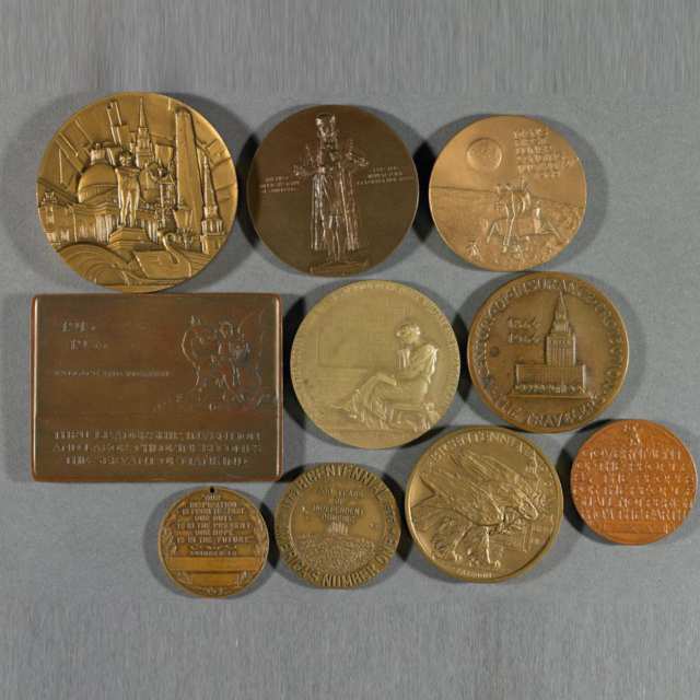 Group of Ten American Commemorative Bronze and Copper Medals, 19th & 20th centuries