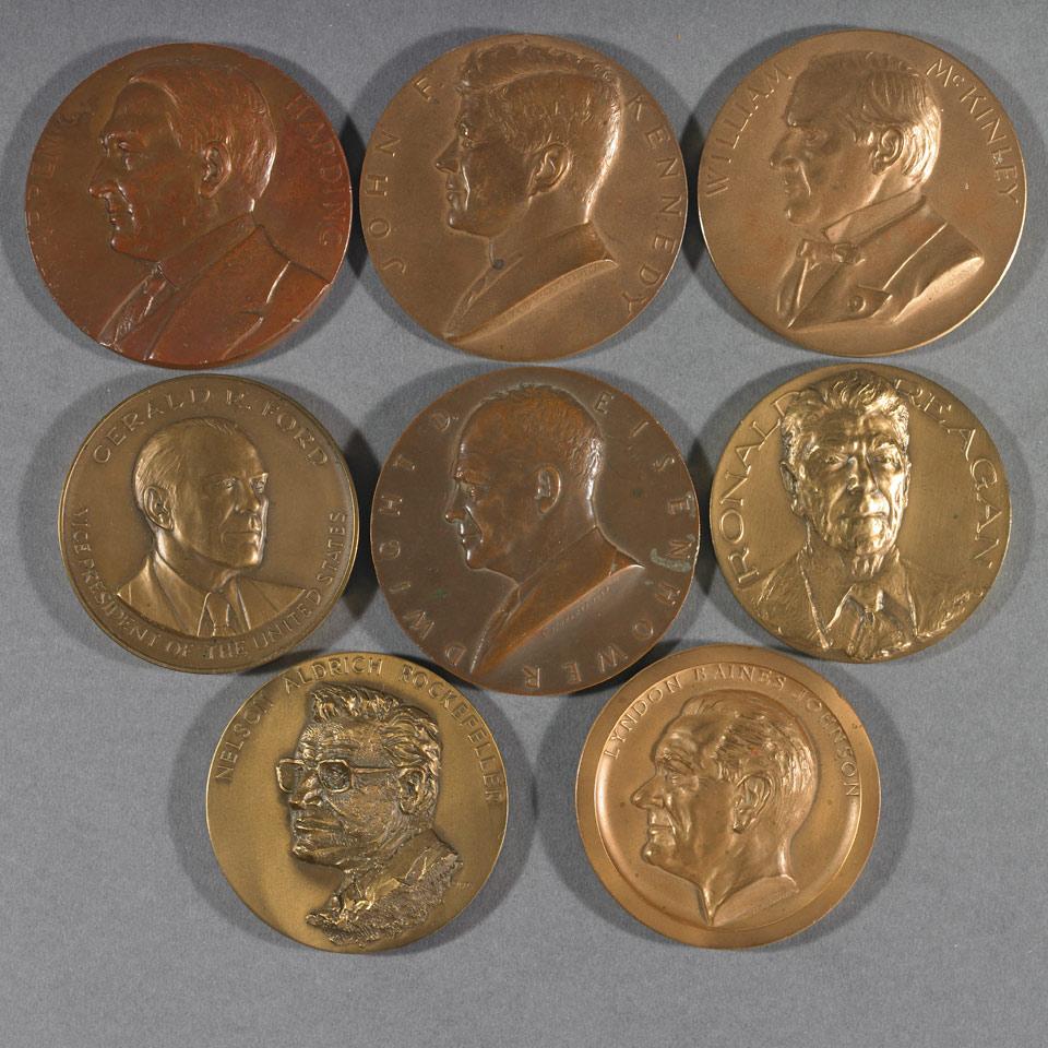 American Presidents and Vice Presidents, Group of Eight Bronze Commemorative Medals, 20th century