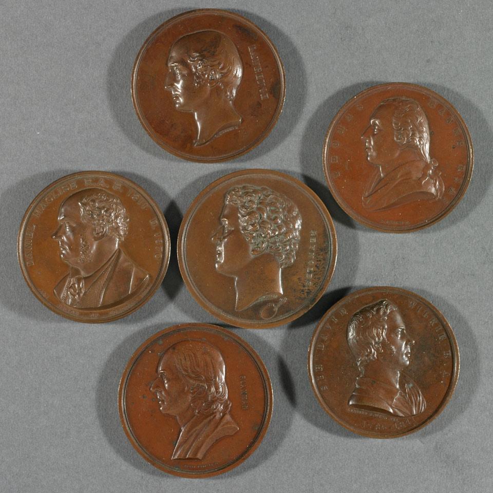 Arts and Literature, Group of Six Copper Medals, Art Union of London, mid 19th century