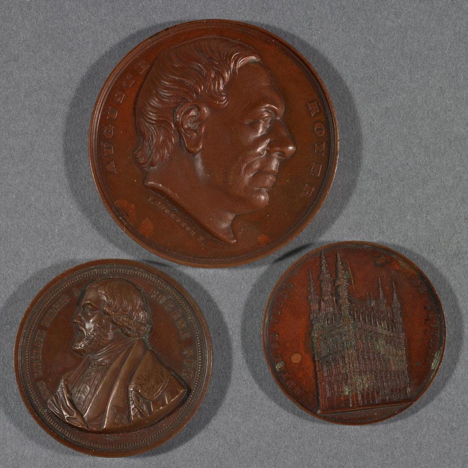 Three Belgian Copper Medals, 19th century