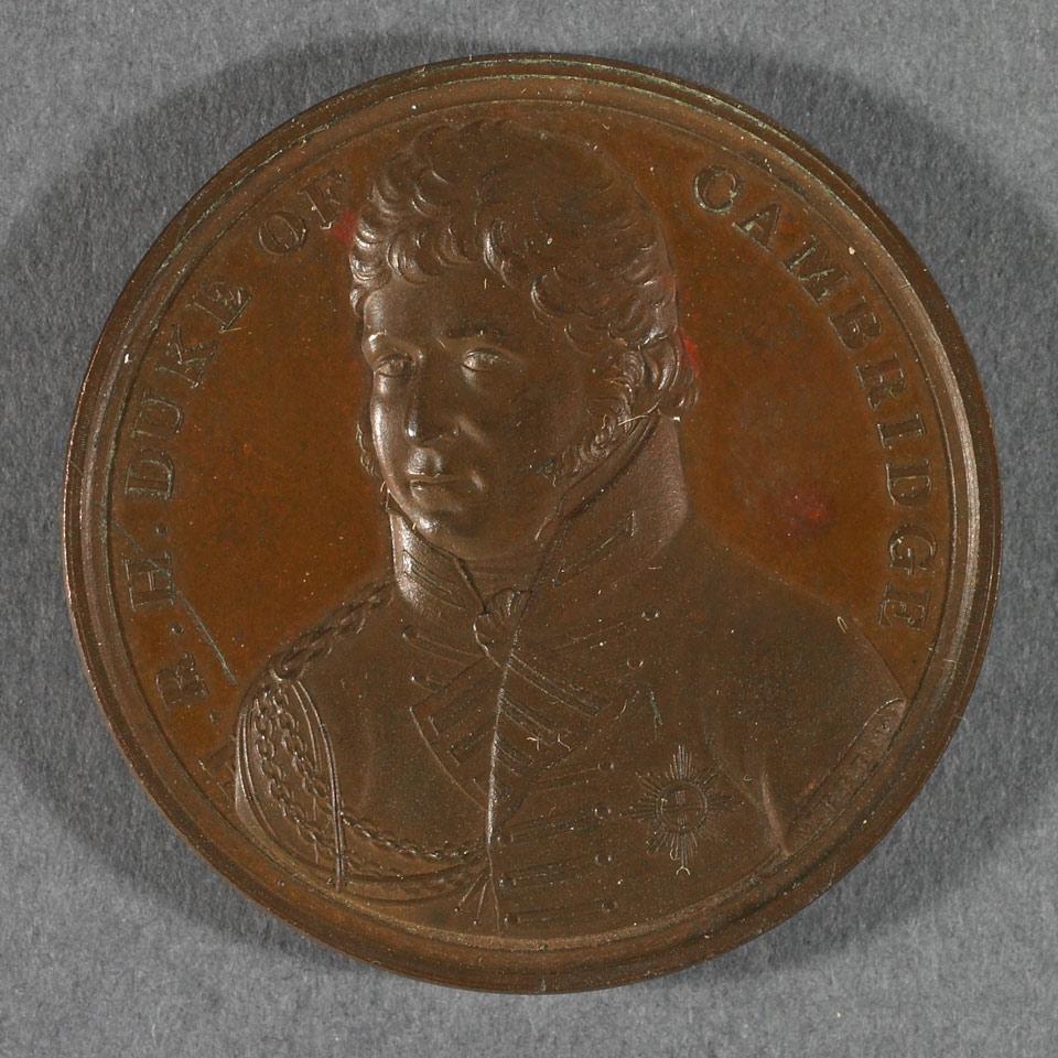 Duke of Cambridge, Copper Medal: The English Re-Enter Hanover, Webb, Mudie and Barre, 1814