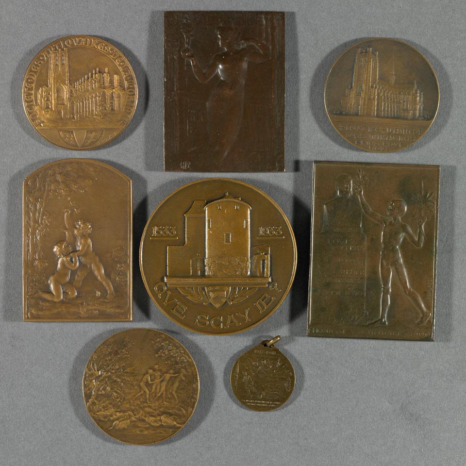 Group of Eight French Bronze Medals and Plaques