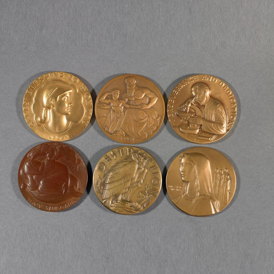 Society of Medalists, Medallic Art Co., New York, Six Bronze Medals