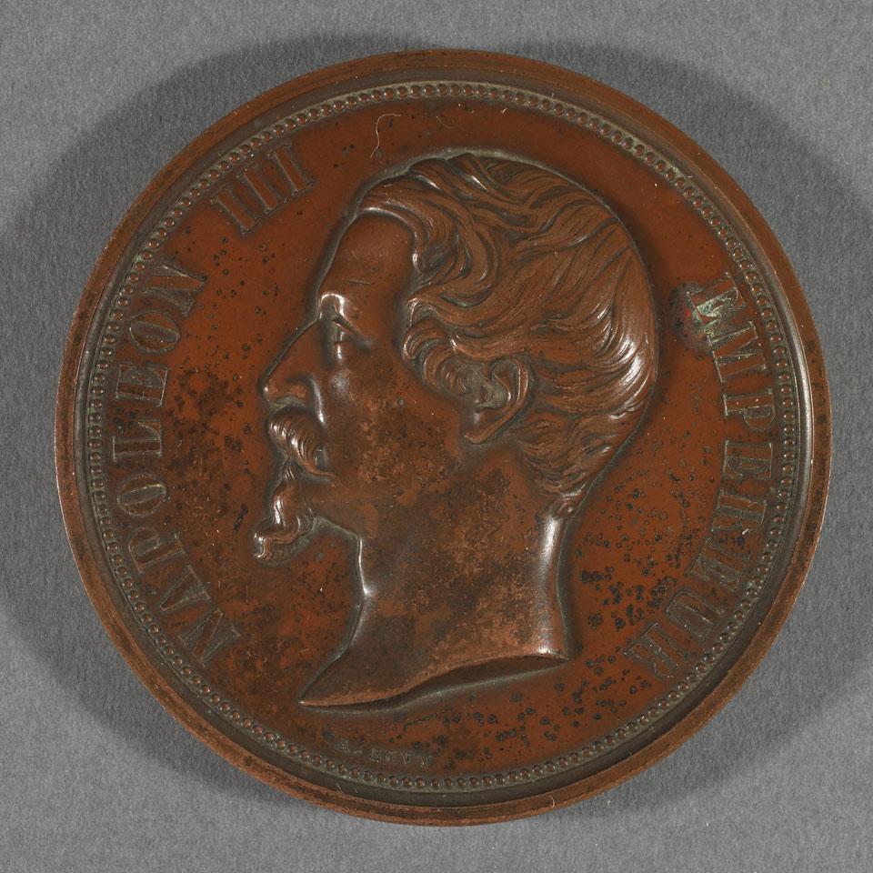Napoleon III Copper Medal, Pont Napoleon, 1854, A. Bovy, L. Merley